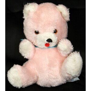 VTG 80s Rushton Pink Bear Plush Music Baby Nursery Wind up Braham's Lullaby